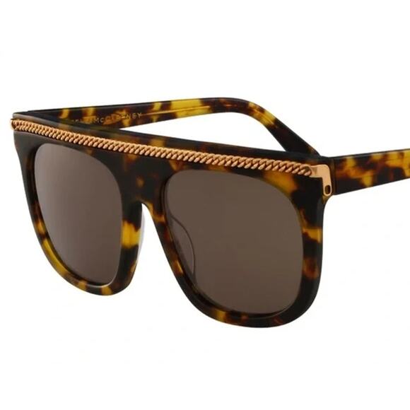 Stella McCartney SC0043S Falabella Tortoise Brown Lens Rectangular Sunglasses